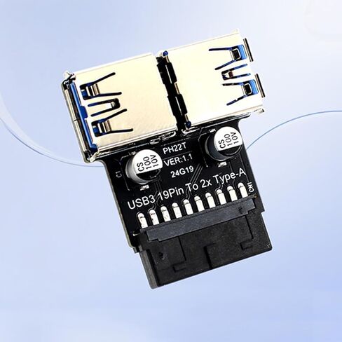 19Pin to Double USB a Female Front Connectors Converters 19/20Pin USB3.0 Adapter Plug Motherboards Plug Adapter for PC Internal USB Expansion in Saudi Arabia