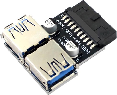 19Pin to Double USB a Female Front Connectors Converters 19/20Pin USB3.0 Adapter Plug Motherboards Plug Adapter for PC Internal USB Expansion in Saudi Arabia