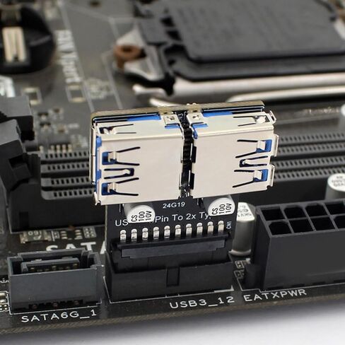 19Pin to Double USB a Female Front Connectors Converters 19/20Pin USB3.0 Adapter Plug Motherboards Plug Adapter for PC Internal USB Expansion in Saudi Arabia