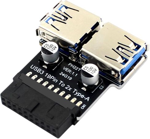 19Pin to Double USB a Female Front Connectors Converters 19/20Pin USB3.0 Adapter Plug Motherboards Plug Adapter for PC Internal USB Expansion in Saudi Arabia