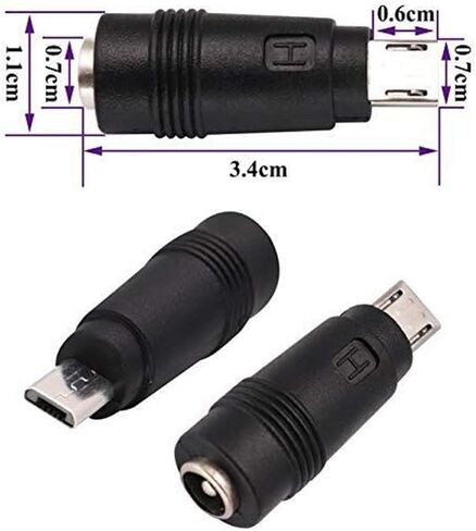 DC5.5mm*2.1mm Female to USB Micro Male Power Adapter for Mobile Phones, Headphones, Speaker, Mice, Keyboards, Monitoring, Desk Lamp, Tablets, Raspberry Pi, LattePanda Devices in Saudi Arabia
