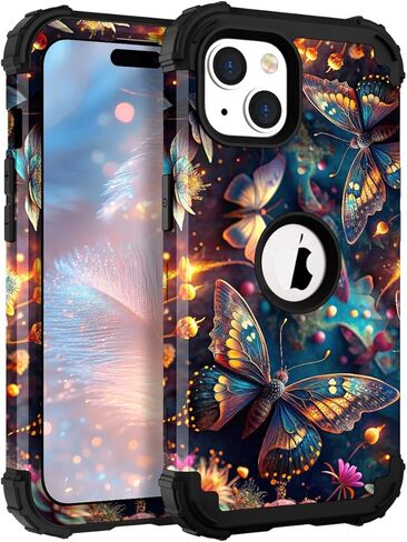TEECOVER for iPhone 15 Pro Case, Heavy-Duty Shockproof Full Protection Hard Plastic Bumper + Soft Silicone Rubber Protective Case for iPhone 15 Pro - 6.1-Inch, Rose Gold Flowers in Saudi Arabia