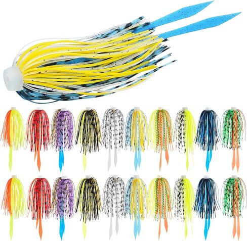 Silicone Jig Skirts 10/20pcs Spinnerbait Skirts with Tail Fishing Lure Skirts Replacement Quick Change Fishing Umbrella Skirts for Spinnerbaits Buzzbaits Bass Jig Lure Making Supplies in Saudi Arabia
