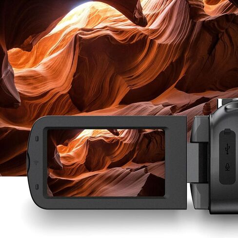 كاميرا فيديو 4K، كاميرا فيديو WiFi بدقة 64 ميجابكسل مع شاشة قابلة للطي مقاس 3 بوصات وإضاءة LED، للبث المباشر لمدونات الفيديو أثناء السفر in Kuwait