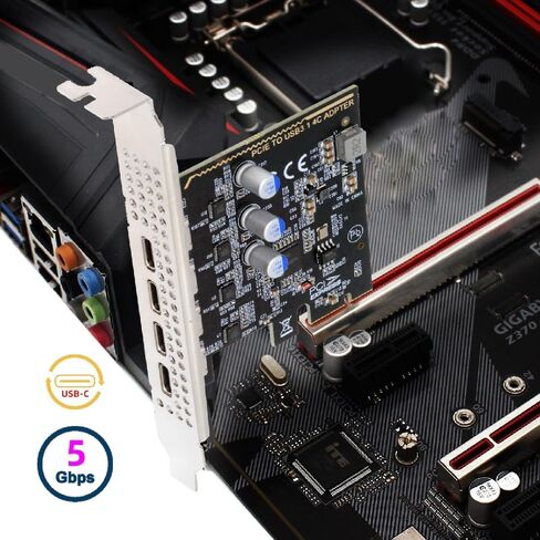 cablecc 5Gbps Four Ports USB3.1 Gen1 Type-C USB-C Female to PCI-E Express 1x Card Adapter uPD720201 with Low Profile Bracket in Saudi Arabia