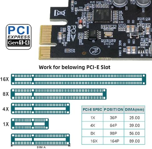 cablecc 5Gbps Four Ports USB3.1 Gen1 Type-C USB-C Female to PCI-E Express 1x Card Adapter uPD720201 with Low Profile Bracket in Saudi Arabia