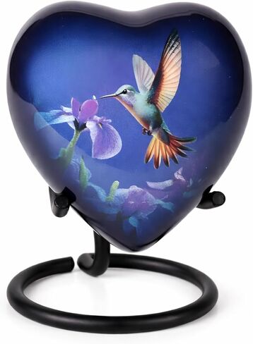 Keepsake Decorative Urns for Human Ashes - Set of 4 Mini Hummingbird Urns with Pink Velvet Case – Small Cremation Urns for Adult Men & Women (Purple) in Saudi Arabia