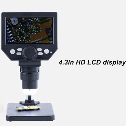 WALFRONT 10MP HD1808P USB Digital Microscope, 1000X Magnification, 4.3in LCD Display for Soldering Repair, 8 LED Full View, Photography, Video Record in Saudi Arabia