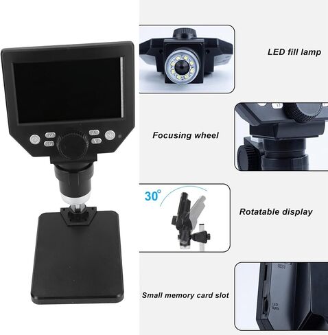 WALFRONT 10MP HD1808P USB Digital Microscope, 1000X Magnification, 4.3in LCD Display for Soldering Repair, 8 LED Full View, Photography, Video Record in Saudi Arabia