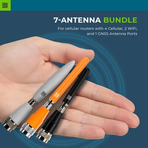 مجموعة ترقية هوائي بولتون دارت | 7 حزمة هوائي | 4X 5G/4G LTE خلوي، 2X WiFi، 1x GNSS | هوائيات مدمجة وعالية الأداء لأجهزة التوجيه الخلوية (4 خلايا، 2 WiFi، 1 GPS، أسود) in Kuwait