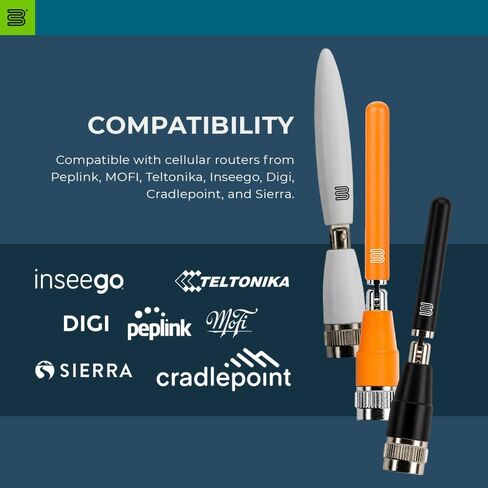 مجموعة ترقية هوائي بولتون دارت | 7 حزمة هوائي | 4X 5G/4G LTE خلوي، 2X WiFi، 1x GNSS | هوائيات مدمجة وعالية الأداء لأجهزة التوجيه الخلوية (4 خلايا، 2 WiFi، 1 GPS، أسود) in Kuwait