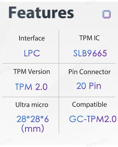 وحدة TPM 2.0 LPC 20Pin مع SLB9665 للوحة الأم Gigabyte GA-H110-D3A GA-H170-HD3، GA-X150M-PLUS WS، GA-X150-PRO ECC، GA-X99-UD4، GA-H110M-S2PH حساب مفتاح رأس الحافلة بشكل آمن in Saudi Arabia