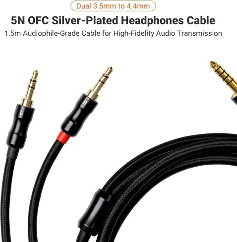 Fosi Audio Dual 3.5 ملم إلى 4.4 ملم كابل i5 سماعات رأس مغناطيسية مستوية مفتوحة من الخلف مع غشاء كبير جدًا 97 ملم in Saudi Arabia