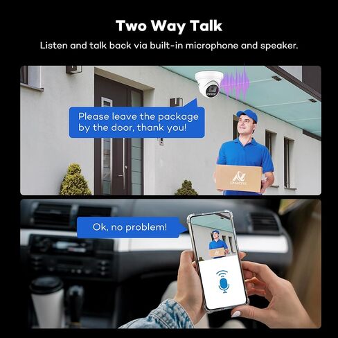 ONWOTE 5MP PoE IP Security Camera, 2 Way Audio, Smart Color Night Vision, AI Human Vehicle Detection, 122° Wide View, Indoor/Outdoor, Commercial Wired CCTV for Business Home, Add-on to PoE NVR System in Saudi Arabia