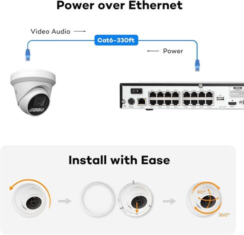 ONWOTE 5MP PoE IP Security Camera, 2 Way Audio, Smart Color Night Vision, AI Human Vehicle Detection, 122° Wide View, Indoor/Outdoor, Commercial Wired CCTV for Business Home, Add-on to PoE NVR System in Saudi Arabia