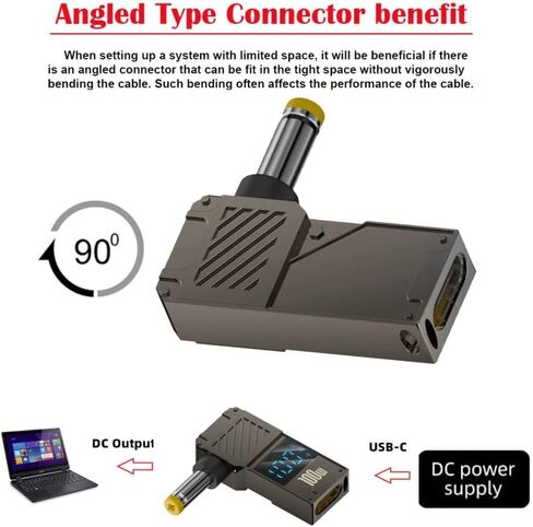 Xiwai USB-C PD 65W محول الشحن Type-C المدخلات إلى DC 5.5x2.5mm برميل جاك التوصيل الذكية LED العرض الرقمي 100W الناتج 20V 5A موصل شاحن لأجهزة الكمبيوتر المحمول in Kuwait