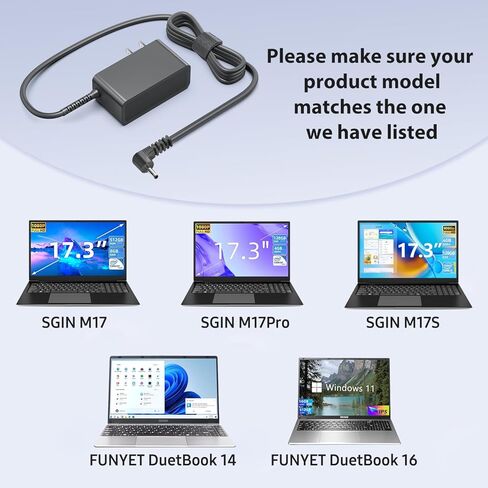 TAIFU 12V شاحن محول تيار متردد لـ SGIN M17 Pro M17Pro M17S 17 بوصة 17.3 بوصة Windows 11 كمبيوتر محمول Naclud X15 FUNYET Duetbook 14 NY-01 ApoloSign NJP1561P NJP1561P-02 سلك إمداد الطاقة in Saudi Arabia