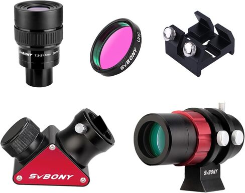 SVBONY SV191 Zoom Eyepiece Bundle with SV165 Guide Scope Dovetail Base SV188P Diagonal 1.25 inches UHC Filter(5 Items) in Saudi Arabia