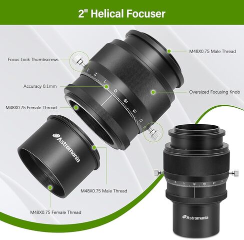 عدسة عينية Astromania 2 بوصة واسعة للغاية 80 درجة F30mm - حزمة مع - 2 بوصة بؤرة حلزونية صغيرة مع خيط M48 ومقياس 0.1 مم للتلسكوب in Saudi Arabia