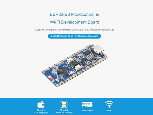 لوحة تطوير ESP32-S3 2.4 جيجا هرتز واي فاي + دعم بلوتوث LE ثنائي الوضع، معالج ثنائي النواة لوحدة التحكم الدقيقة ESP32-S3 بتردد يصل إلى 240 ميجا هرتز، يدعم ESP-IDF، Arduino، MicroPython، إلخ in Kuwait