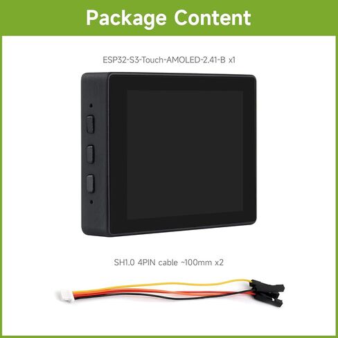 Waveshare ESP32-S3 2.41inch AMOLED Touch Display Development Board, 600×450, 32-bit LX7 Dual-core Processor, Onboard Accelerometer and Gyroscope Sensor, ESP32 with Display, with Case in Kuwait
