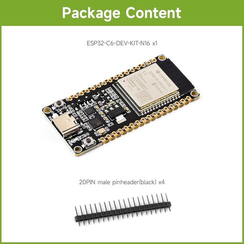 وحدة تحكم Waveshare ESP32-C6، لوحة تطوير WiFi 6، معالج أحادي النواة 160 ميجاهرتز، وحدة سلسلة ESP32-C6-WROOM-1-NX، تدعم تطوير USB وUART، فلاش 16 ميجابايت in Saudi Arabia