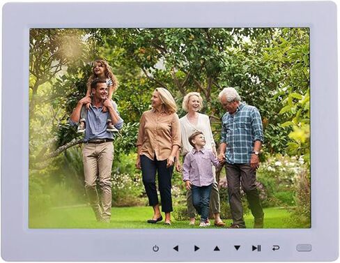 Digital Photo Frame 10" HD Digital Photo Frame Desktop 1080P MP4 Video MP3 eBook Clock Calendar Support Auto Play with Remote Control Video Players Recorders (Color : Black) (White) in Saudi Arabia