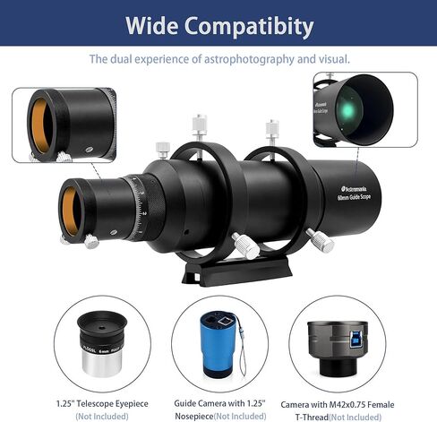 Astromania 12.5mm Illuminated Reticle Plossl Telescope Eyepiece - Bundle with - 60mm Compact Deluxe Finder & Guidescope Kit in Saudi Arabia