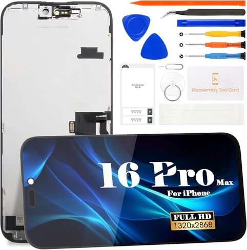 TFT for iPhone 16 Pro Max Screen Replacemet for iPhone 16 Pro Max LCD Display for iPhone 16 Pro Max A3296 A3084 A3295 A3297 Touch Screen Digitizer Assembly Repair Kits (Black, Not Original) in Kuwait