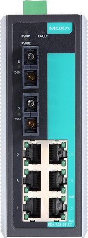 MOXA EDS-308-SS-SC Moxa Unmanaged Industrial Ethernet Switch, with 6 x 10/100BaseTX Ports, 2 x 100BaseFX Ports, Single Mode SC, Smart Relay Output Alarm in Saudi Arabia
