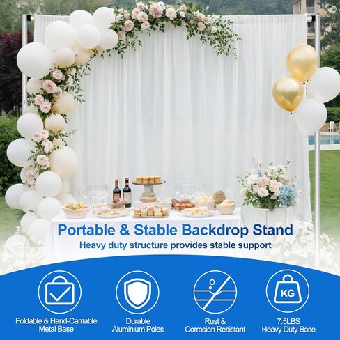 EMART 8.5 * 10ft Pipe and Drape Backdrop Stand KIt, Adjustable Heavy Duty Photo Background Stand Back Drop for Birthday Party Wedding Christmas Decorations in Saudi Arabia