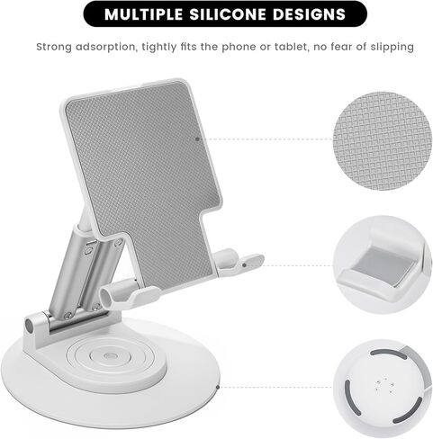 360 ° Rotating Double bar Flat Stand Adjustable and Foldable Phone Stand, Supporting Devices Under 11 inches in Saudi Arabia