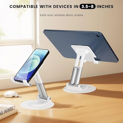 360 ° Rotating Double bar Flat Stand Adjustable and Foldable Phone Stand, Supporting Devices Under 11 inches in Saudi Arabia