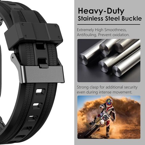 WINGLE Compatible for Apple Watch Bands Ultra 3/2/1 Band 49mm Series 11 10 46mm 45mm 44mm 42mm Men, FKM Rubber Rugged Military Mecha Silicone Sport Band for iWatch SE 3/2/1 Series 9/8/7/6/5/4/3/2/1 in Saudi Arabia