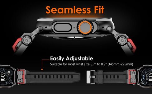 WINGLE Compatible for Apple Watch Bands Ultra 3/2/1 Band 49mm Series 11 10 46mm 45mm 44mm 42mm Men, FKM Rubber Rugged Military Mecha Silicone Sport Band for iWatch SE 3/2/1 Series 9/8/7/6/5/4/3/2/1 in Saudi Arabia