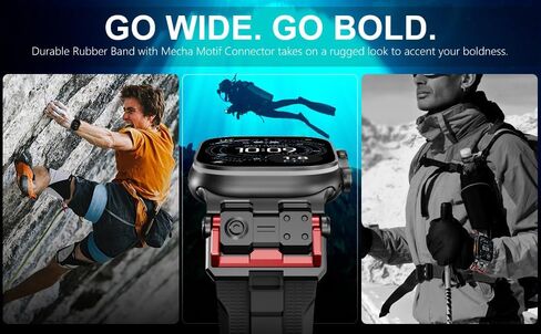 WINGLE Compatible for Apple Watch Bands Ultra 3/2/1 Band 49mm Series 11 10 46mm 45mm 44mm 42mm Men, FKM Rubber Rugged Military Mecha Silicone Sport Band for iWatch SE 3/2/1 Series 9/8/7/6/5/4/3/2/1 in Saudi Arabia