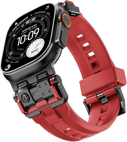 WINGLE Compatible for Apple Watch Bands Ultra 3/2/1 Band 49mm Series 11 10 46mm 45mm 44mm 42mm Men, FKM Rubber Rugged Military Mecha Silicone Sport Band for iWatch SE 3/2/1 Series 9/8/7/6/5/4/3/2/1 in Saudi Arabia