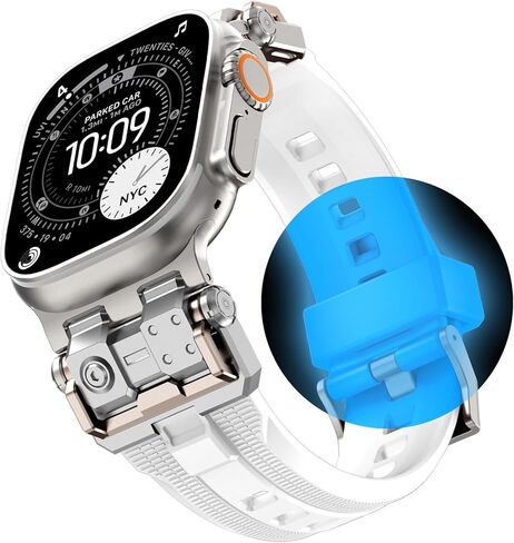 WINGLE Compatible for Apple Watch Bands Ultra 3/2/1 Band 49mm Series 11 10 46mm 45mm 44mm 42mm Men, FKM Rubber Rugged Military Mecha Silicone Sport Band for iWatch SE 3/2/1 Series 9/8/7/6/5/4/3/2/1 in Saudi Arabia