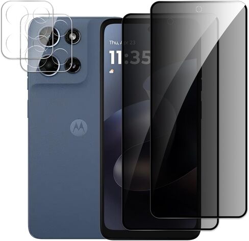 [2+2 Pack] Privacy Screen Protector for Motorola Moto G 5G 2026, Anti-Spy Shatterproof Tempered Glass with Camera Lens Tempered Glass 9H Hardness Bubble Free Anti-Glare Case Friendly in Saudi Arabia