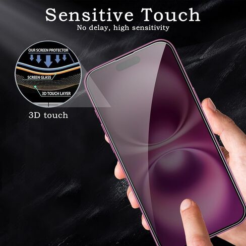 [2+2 Pack] Privacy Screen Protector for iPhone 16 Plus, Anti-Spy Shatterproof Tempered Glass with Camera Lens Tempered Glass 9H Hardness Bubble Free Anti-Glare Case Friendly in Saudi Arabia