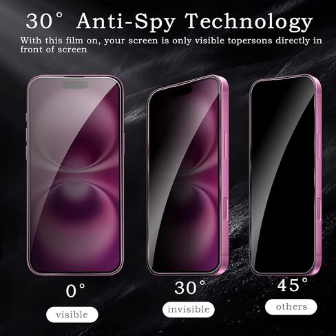 [2+2 Pack] Privacy Screen Protector for iPhone 16 Plus, Anti-Spy Shatterproof Tempered Glass with Camera Lens Tempered Glass 9H Hardness Bubble Free Anti-Glare Case Friendly in Saudi Arabia