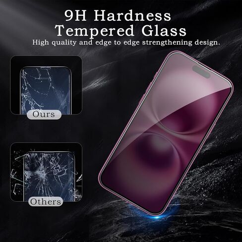 [2+2 Pack] Privacy Screen Protector for iPhone 16 Plus, Anti-Spy Shatterproof Tempered Glass with Camera Lens Tempered Glass 9H Hardness Bubble Free Anti-Glare Case Friendly in Saudi Arabia