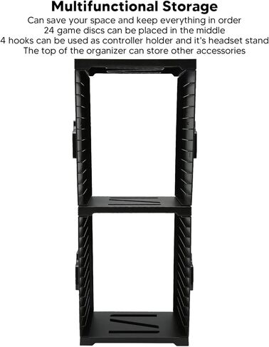 Game Storage Tower Up to 24 Games 4 Controllers 2 Headset Multifunctional Dual Layer Video Game Controller Storage Stand in Saudi Arabia