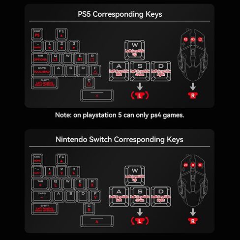 Keyboard and Mouse Combo Set Adapter for PS3,PS4,Switch,Programmable Game Console Wired Mechanical Keyboard Mouse Converter,Keyboard Mouse Converter for Xbox 360,Xbox ONE in Kuwait