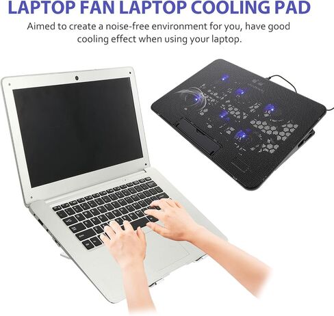 Laptop Cooling Pad with 6 Fans USB Powered Quiet Cooling Stand for 15.6-inch Laptops Suitable for Gaming and Office Use in Saudi Arabia