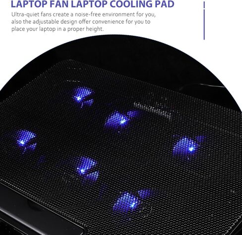 Laptop Cooling Pad with 6 Fans USB Powered Quiet Cooling Stand for 15.6-inch Laptops Suitable for Gaming and Office Use in Saudi Arabia