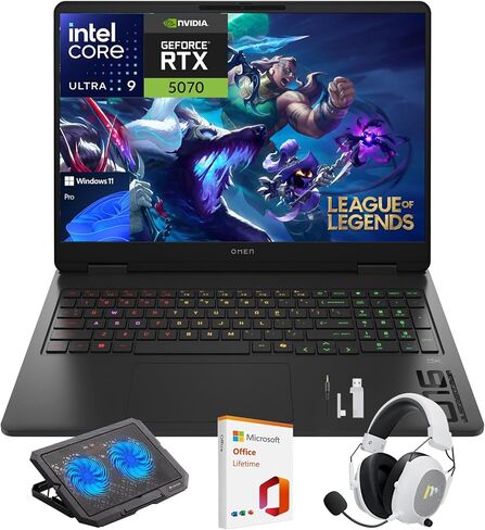 كمبيوتر محمول HP OMEN 16 Slim للألعاب، شاشة 16 بوصة 144 هرتز 2K، Intel Core Ultra 9 285H، NVIDIA GeForce RTX 5070، ذاكرة الوصول العشوائي DDR5 سعة 64 جيجابايت، 2 تيرابايت SSD، Wi-Fi 6E، إضاءة خلفية RGB، Win 11 Pro، مع ملحقات Mytrix ومكتب مدى الحياة in Saudi Arabia