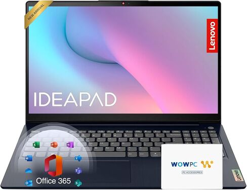 كمبيوتر محمول Lenovo IdeaPad مقاس 15.6 بوصة مزود بتقنية Microsoft 365 Home and Business • ذاكرة وصول عشوائي (RAM) سعة 12 جيجابايت • محرك أقراص PCIe SSD سعة 256 جيجابايت • Intel Core • Wi-Fi 6 • تخزين سحابي سعة 1 تيرابايت • بطارية 11 ساعة • Windows 11 (متج in Saudi Arabia