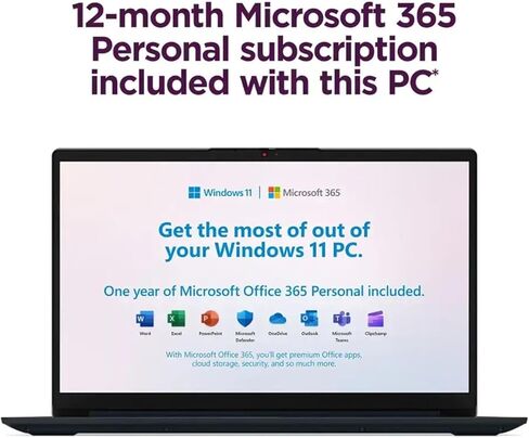 كمبيوتر محمول Lenovo IdeaPad مقاس 15.6 بوصة مزود بتقنية Microsoft 365 Home and Business • ذاكرة وصول عشوائي (RAM) سعة 12 جيجابايت • محرك أقراص PCIe SSD سعة 256 جيجابايت • Intel Core • Wi-Fi 6 • تخزين سحابي سعة 1 تيرابايت • بطارية 11 ساعة • Windows 11 (متج in Saudi Arabia