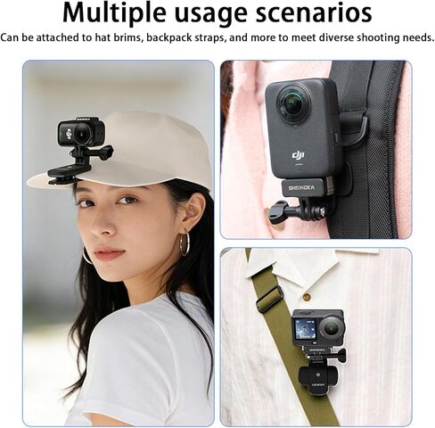 مشبك قبعة لـ DJI Osmo Action 6/Osmo Nano، مشبك حقيبة ظهر مثبت على القبعة سريع التحرير 360 درجة ملحقات قابلة للتعديل لـ DJI Osmo Action 6/Osmo Nano/Osmo Action 5/Osmo Action 4 in Kuwait